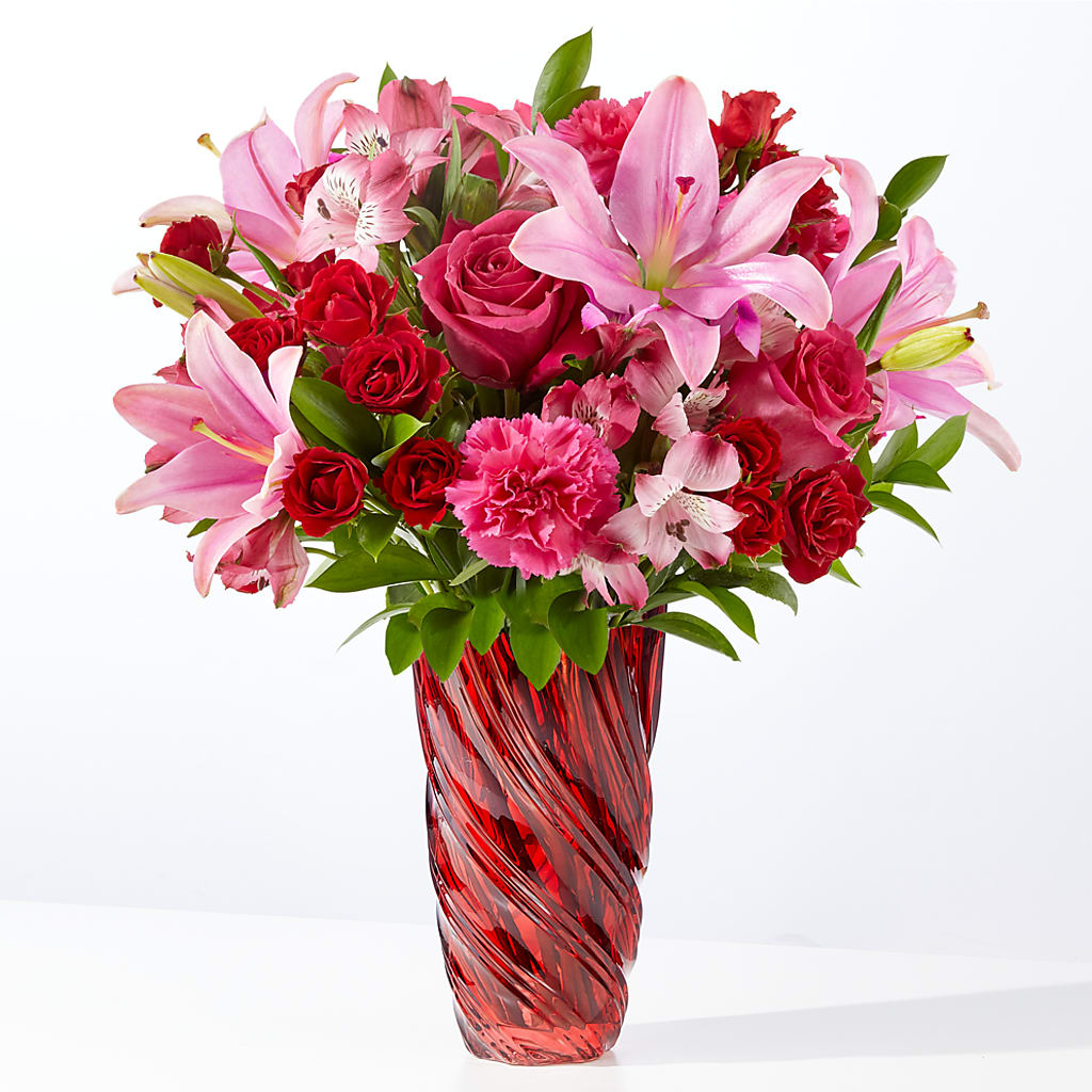 Berry in Love Bouquet with Red Vase