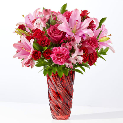 Berry in Love Bouquet with Red Vase