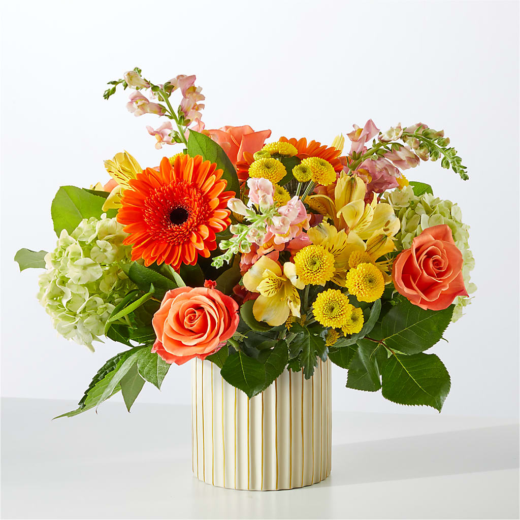 Autumn Sunshine Bouquet with Ivory Vase –  A Little Bit Of Love, Hanover PA